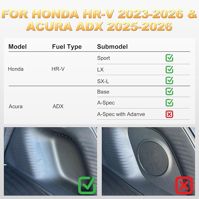 Floor Mats & Cargo Mat Fit for Honda HR-V 2023-2027 & Acura ADX 2025 2026 | All Weather TPE Custom Fit Honda HRV Sport/LX/EX-L Floor Liners Full Set Car Accessories
