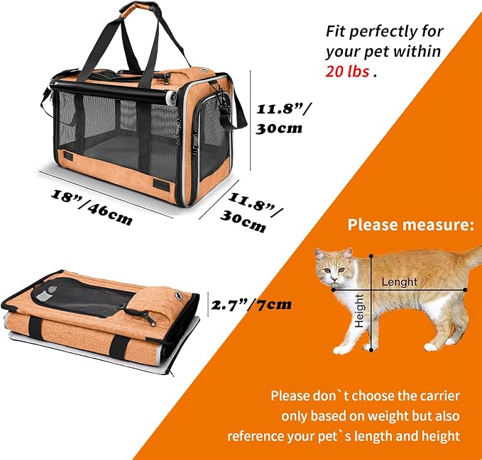 GAPZER Dog Carry Bag for Puppy Pet Soft-Shell Portable Kennel Crate for 0-15 lbs Foldable Pomeranian Travel Cage Tea Cup Yorkie Carrier Purse Indoor Carrying Case Cat Supply Melon Tiny Dog Melon