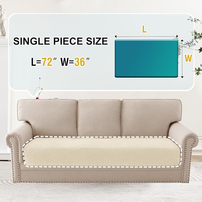 Turquoize Waterproof Couch Cover for Dogs Fuzzy Pet Couch Covers for Sofa Thick Dog Bed Cover Non-Slip Sofa Covers for 3 Cushion Couch Protector Slipcover Pet Friendly (Beige, 36" x 72")