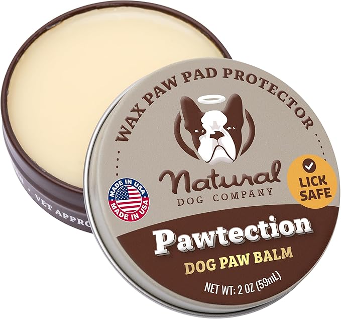 Natural Dog Company Pawtection Balm for Hot Pavement, Dry Cracked Dog Paws, and Rough Terrain - Safe, Non-Toxic, and Lick Safe - Protects Paws with Natural Ingredients, Lick-Safe, 2 oz Tin