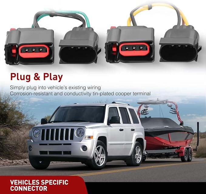 Nilight 4-Pin Trailer Wiring Harness Kit 56333 | for 2008 2009 2010 2011 2012 2013 2014 2015 2016 2017 Jeep Patriot Dodge Durango Caliber Grand Caravan Chrysler Town Country
