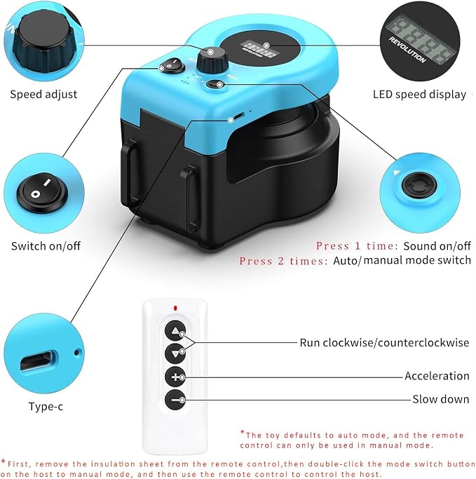 AsFrost Upgraded Interactive Cat Toy for Indoor Cats Chase/Run/Hunt-SkyBlue | Self Play/Remote Control Funny Cat Toy, Gifts for Cat Lovers, Kitty's Weight Loss and Health