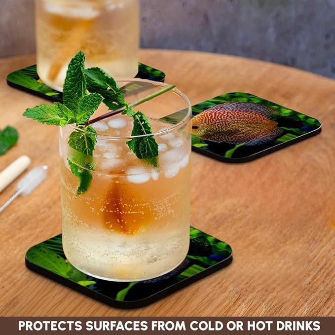 3dRose Super Pigeon Snakeskin Discus, Tropical Freshwater Fish Set of 4 Coasters - Soft