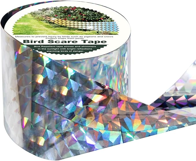 OFFO Bird Scare Tape, 430 Feet x 2 in Dual-Sided Bird Reflective Tape for Outside, Keep Birds Away from Trees, Garden, Farms, Orchard or Courtyard