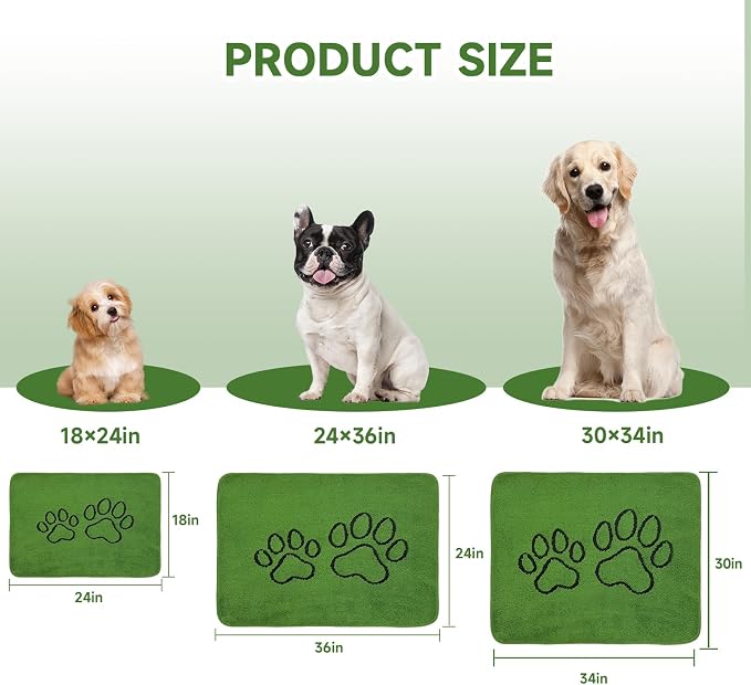 Homimp Washable Pee Pads for Dogs, 4 Pack Super Absorbent Reusable Puppy Pads, Green Long Wool Fake Grass for Potty Training, Upgrade Non-Slip and Leak-Proof,Floor, Couch, Bed, and Crate,Green 30"×34"