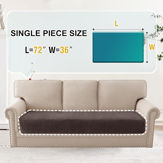 Turquoize Waterproof Couch Cover for Dogs Fuzzy Pet Couch Covers for Sofa Thick Dog Bed Cover Non-Slip Sofa Covers for 3 Cushion Couch Protector Slipcover Pet Friendly (Brown, 36" x 72")
