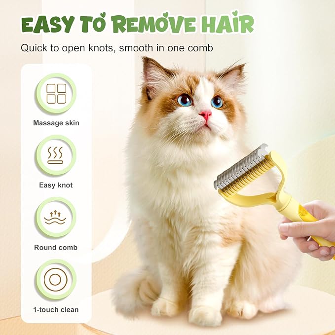 Double-Sided Pet Grooming Brush for Dogs and Cats, 2026 New Dog Deshedding Brush, Dematting Comb Removes Tangles Knots and Loose Fur, Ergonomic Pet Grooming Tool (Red)