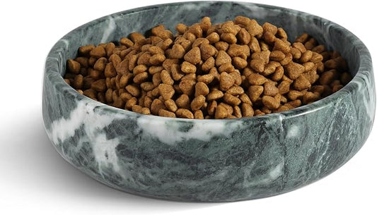 Karibiber Green Marble Dog Bowl, 6lbs Non-Slip,Non-Tipping Heavy Dogs Food Bowl, Large Dog Dish, Weighted Food and Water Bowls for Large Dogs, Natural Marble, Easy to Clean, Holds 6 Cups
