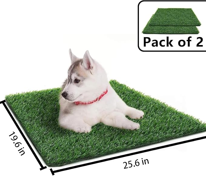 Artificial Grass for Dogs Pee Tray Fake Grass Mat for Professional Puppy Potty Trainer Replacement Dog Grass Pad for Indoor and Outdoor (25.5x19.5 Inch(Pack of 2))