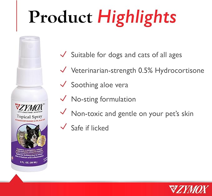 PET KING BRANDS Zymox Topical Hot Spot Spray for Dogs and Cats with .5% Hydrocortisone, 2oz