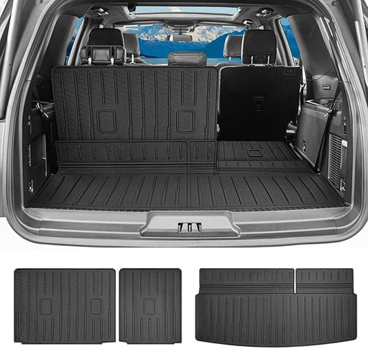 Cargo Liners for 2018-2024 Ford Expedition/Lincoln Navigator Trunk Mat with 3rd Row Seat Back Cover Accessories, All Weather Rear Cargo Mat Backrest Protector (Not for Max & L Models)