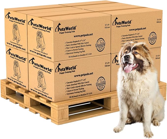 PetsWorld Enormous Dog Pee Pads 37"x54" 800 Count – XXXL Pet Pee Pads for Giant Dogs & Pets, Heavy Duty Leak-Proof Dog Training Pads, Super Absorbent Quick-Dry Potty Pads with Adhesive Tabs
