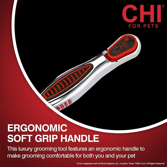 CHI for Dogs Dematting and Deshedding Undercoat Rake Dog Grooming Tool Long Hair and Double Coats Rounded Blade Teeth Remove Mats and Loose Undercoat Detangling Rake Shedding Control Ergo Handle | Rounded blade teeth remove mats and loose undercoat, fo...