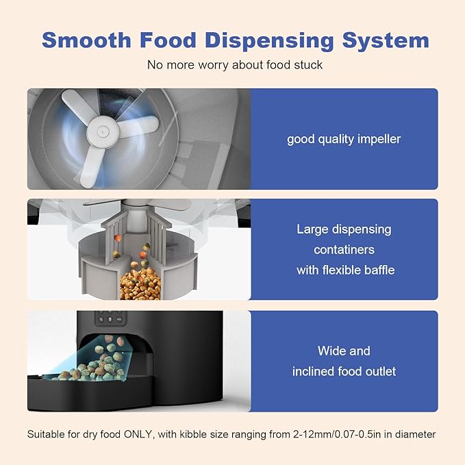 Automatic Cat Feeder, 6L Cat Food Dispenser with 10s Voice Recorder, Pet Feeder up to 8 Meals per Day, Timed Feeder with Dry Food Sealed Ring (Black)