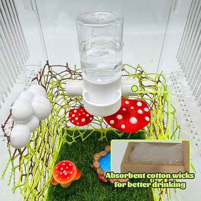 Jumping Spider Accessories, Jumping Spider Water Dispenser, Magnetic Hanging Feeder with Tweezers for Jumping Spiders, Tarantulas, Praying, Mantises (White)