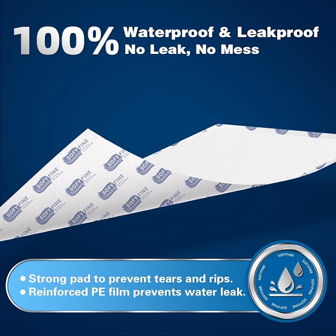 SOFYFINE Tear Resistant Bed Pads 36"x36" Disposable Extra Large 135 Gram Heavy Duty Absorbency Adults Incontinence Chucks, XXL Thicken Puppy Pee Pads,10X Absorbency 360 Lb Transfer[30 Pads]