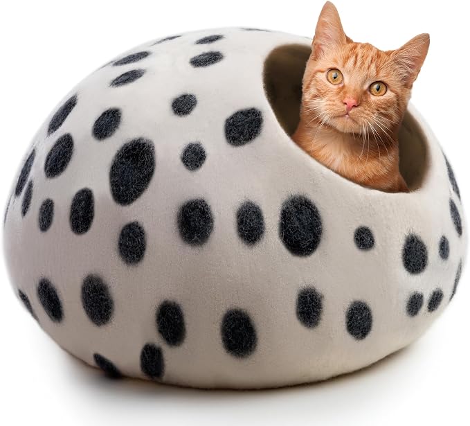 Luxurious Merino Wool Cat Cave - Cats Curl Into Instantly - Foldable Hideaway Pod for Indoor Cats - Felt Kitten Pet Enclosure - Covered Cat House by Woolygon