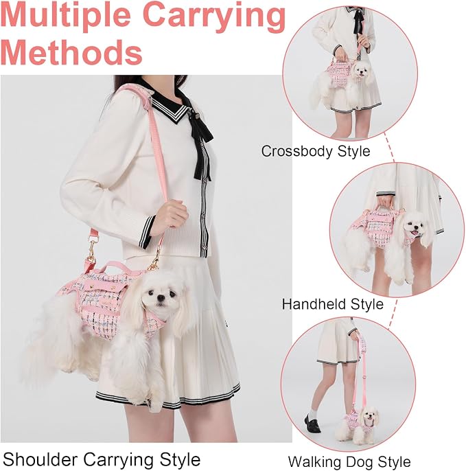 Wakytu Dog Lift Harness Dog Carrier Sling for Small Dogs & Cats,M | stylish puppy sling carrier with handle & pocket,adjustable leash,walking & travel
