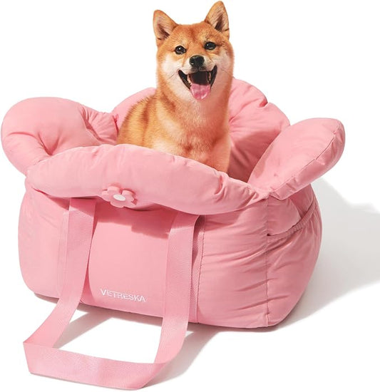 VETRESKA Dog Carrier Dog Car Seat for Small Dogs - Washable Cat Carrier Portable Puppy Bed for Car Seat of Easy Installation Pet Travel Carrier Bed with Storage Pocket & Safety Clip-On Leas | Portable Puppy Bed for Car Seat of Easy Installation Pet Tra...