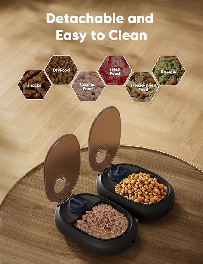 WOPET Automatic Cat Feeder, 48-Hour Timed Pet Food Dispenser with Ice Pack for Freshness, Yogurt & Canned Meals – Perfect for Cats, Kittens & Small Dogs
