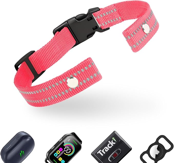 Collar Replacement Strap, Reflective Replacement Nylon Collar Strap Dog GPS Training Bark Receiver Collars, Durable Adjustable E Collar Straps for Small Medium Large Dogs, Hotpink