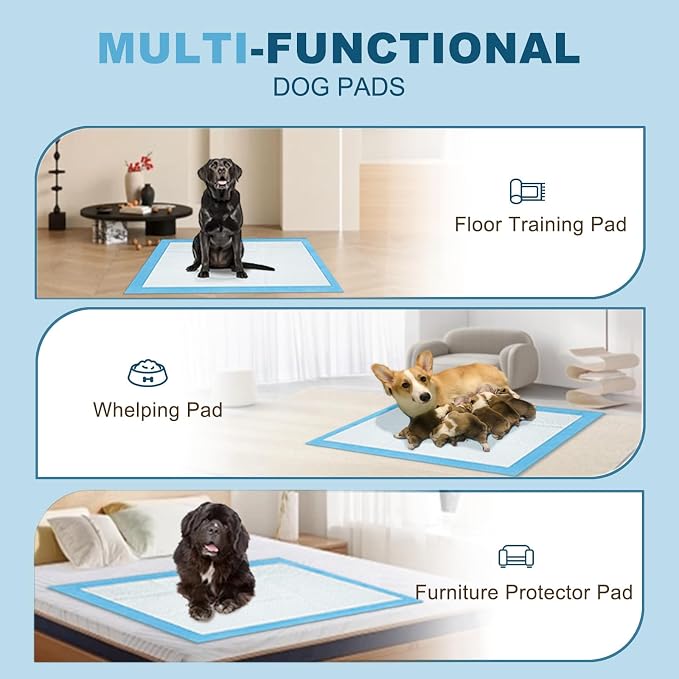 Boscute Enormous Size 54"x37" Pee Pads for Large Dogs, Heavy Absorbent Quick Dry Disposable Puppy Pee Pads, Thicken Strong Leak-Proof Backing Disposable Dog Pads (150 Counts)