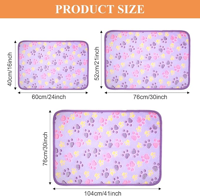 Tatuo 4 Pack Fleece Dog Blankets for Puppy Cats Multi-Size Sleep Mat for Pet Guinea Pig Soft Washable Warm Crate Bed Puppy Teething Toys Print Pattern Blanket Indoor(Mixed Color,24 x 16 Inch,Paw)