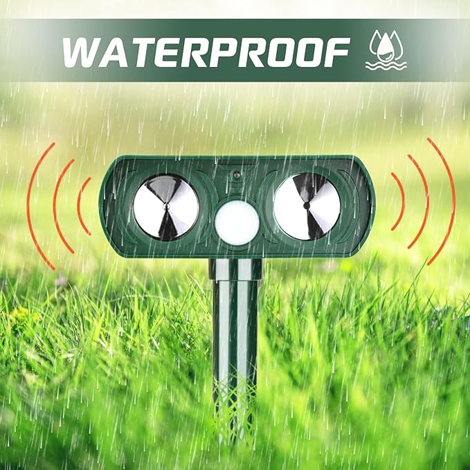 4 Pack Solar Ultrasonic Animal Repellent Outdoor Deer Repellent Devices Cat Repellent Motion Activated Raccoon, Dog, Deer Deterrent Waterproof for Yard, Farm, Garden