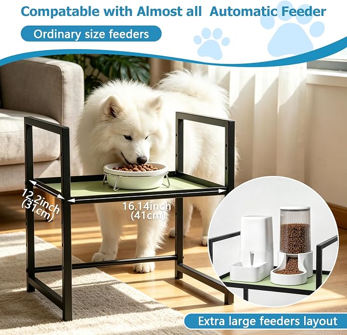 Elevated Dog Bowl Stand Raised Feeding Station 14.56" H Adjuastable | Dog Food Tray for Large Breed Dogs & Cat,No Bowl Included,6 Adjuastable Height