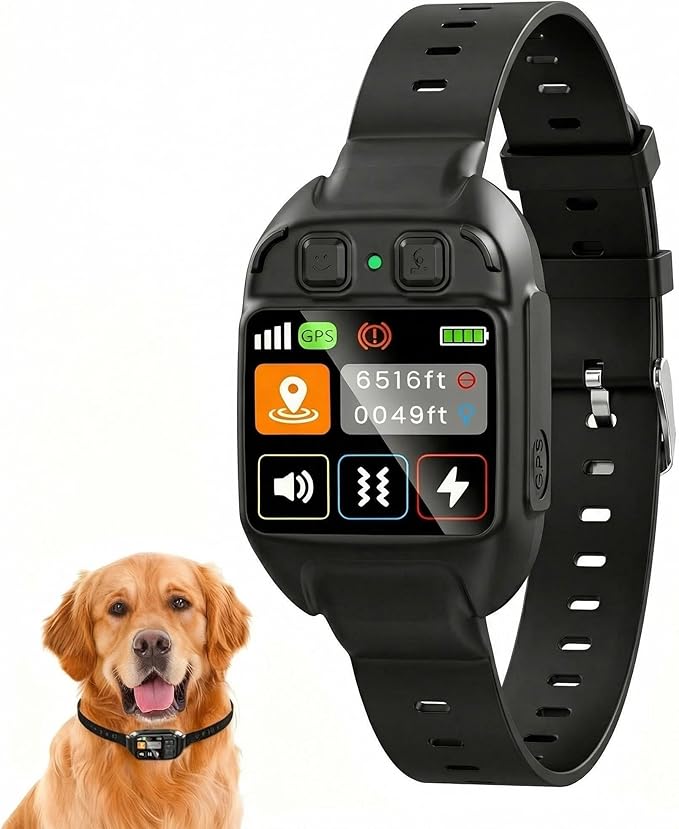 RPZ Portable GPS Dog Fence, Wireless Dog Containment System, No Subscription, Adjustable Range, Rechargeable & Waterproof Collar for Yard, Camping & Travel