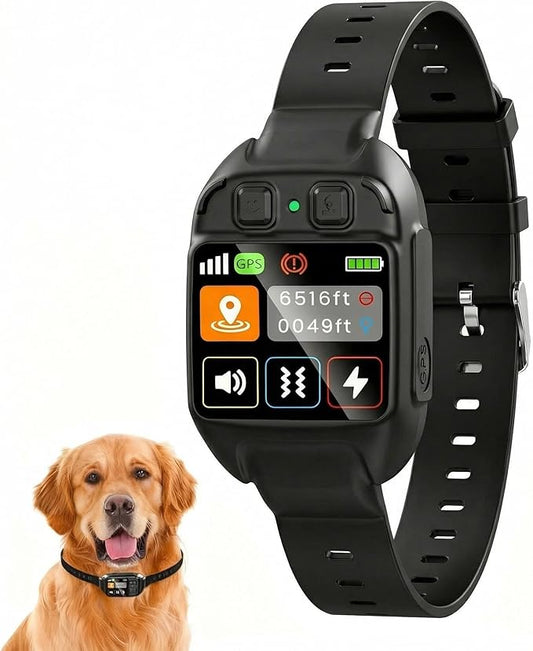 RPZ Portable GPS Dog Fence, Wireless Dog Containment System, No Subscription, Adjustable Range, Rechargeable & Waterproof Collar for Yard, Camping & Travel