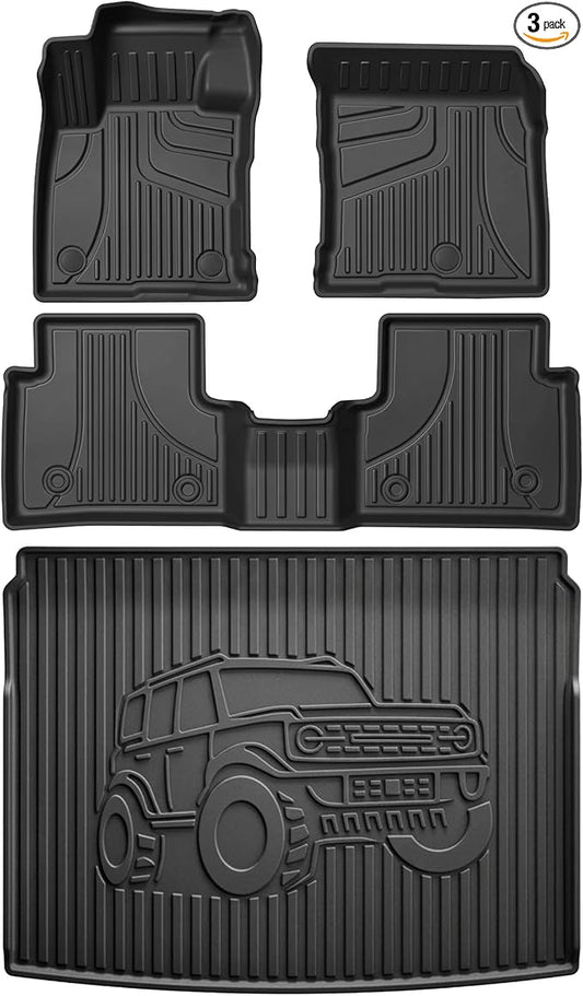 AOMSAZTO Floor Mats & Cargo Liner for Ford Bronco Sport 2021-2026 | 1st & 2nd Row Custom Fit All Weather Protection Trunk Liner Waterproof Car Accessories