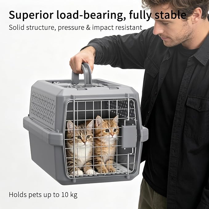 RIZZARI Airline Approved Pet Carrier for Cats & Small Dogs, Travel Crate | Hard-Sided Protection,Secure Locking Door,Excellent Airflow,Comfortable Travel,Lightweight Design