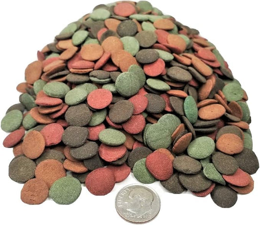 Aquatic Foods Inc. 4-Type Ultra Mix of 12mm - 1/2'' Wafers, Spirulina-Algae & Shrimp Wafer, Intense Color Enhancing Wafers. Plecos, Shrimp, Snails, All Tropical Fish...1-lb