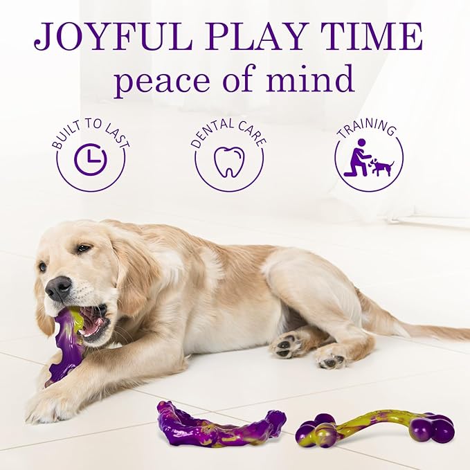 Tough Dog Toys for Aggressive Chewers 3 Pack, Indestructible Dog Toy for Large Dogs, Dog Chew Toys to Keep Them Busy, Dog Bones for 15-60lbs Medium/Large Breeds, Interactive Dog Toys