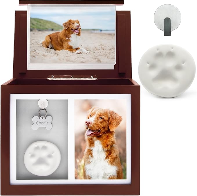 Chasing Tails Pet Urns for Dogs Ashes Keepsake - Memorial Dog Urns for Ashes Personalized, Cat Urns for Ashes, pet urns for Dogs Ashes Small - Includes Pet Paw Print Kit, Picture Frame and Photo Book