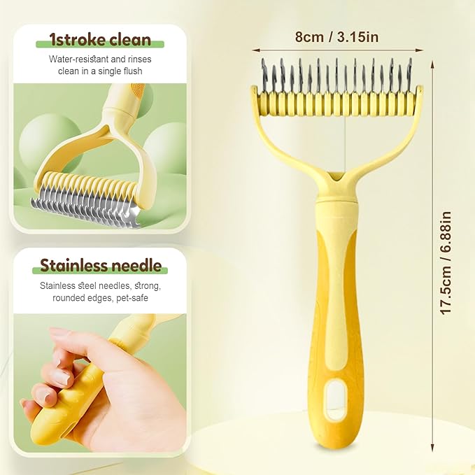 Double-Sided Pet Grooming Brush for Dogs and Cats, 2026 New Dog Deshedding Brush, Dematting Comb Removes Tangles Knots and Loose Fur, Ergonomic Pet Grooming Tool (Green*2)
