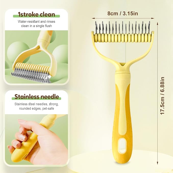 Double-Sided Pet Grooming Brush for Dogs and Cats, 2026 New Dog Deshedding Brush, Dematting Comb Removes Tangles Knots and Loose Fur, Ergonomic Pet Grooming Tool (Green)