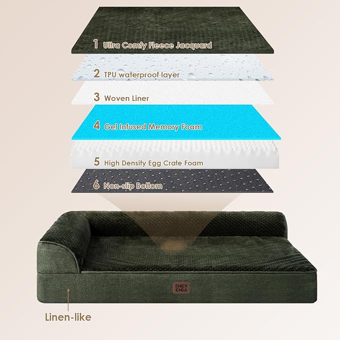 EHEYCIGA Extra Large Dog Bed Othorpedic, Memory Foam XL Dog Bed with Washable Removable Cover, Waterproof Pet Sofa Couch XLarge Size Dogs with Nonskid Bottom, 44x32x6.5, Dark Green | Washable Removable Cover, Waterproof Flat Pet Sofa Couch with Nonskid...