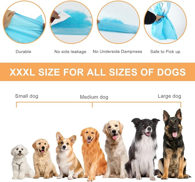 Pee Pads for Dogs XXXL 31"x55",Puppy Pads 40 Count | Extra Large, Disposable Thicken, For Doggie Rabbits, Incontinence Underpads, Ultra Absorbent & Quick-Dry