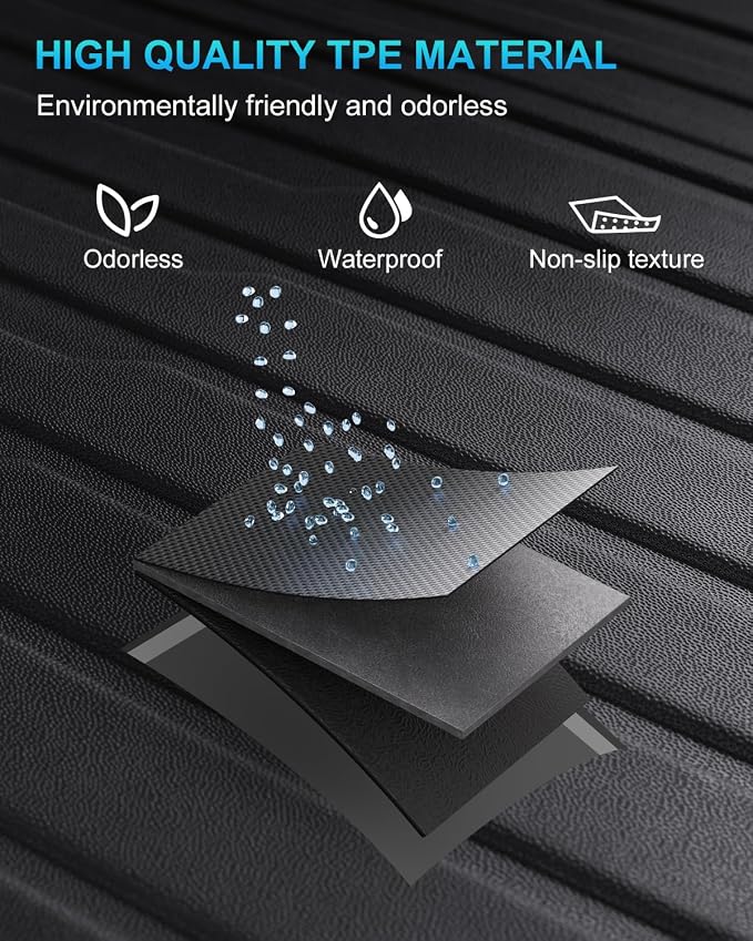 Cargo Mat Compatible with Tesla Model 3 2018-2023, Heavy-Duty TPE Trunk Liner Rear Seat Back Protector Model 3 Accessories Custom Fit Trunk Mat- 5PCS