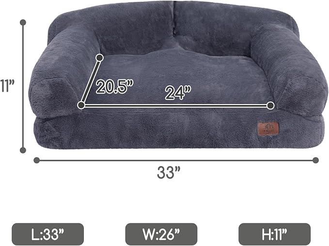 Hollypet Dog Large Cat Bed Puppy Couch Beds for Pets up to 50 lbs | Fluffy Dog Cat Couch Plush Soft Warming Pets Beds with Machine Washable Cover and Non-Slip Bottom
