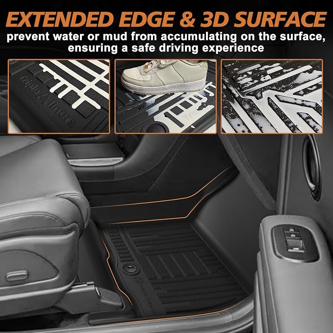 TripleAliners 5PCS All Weather Liners Compatible with 2026 Hyundai Palisade Floor Mats & Trunk Liner & Backrest Mat TPE Trunk Protector Anti-Slip Odorless Carpet Cover (7-Seater, Fuel Model ONLY)