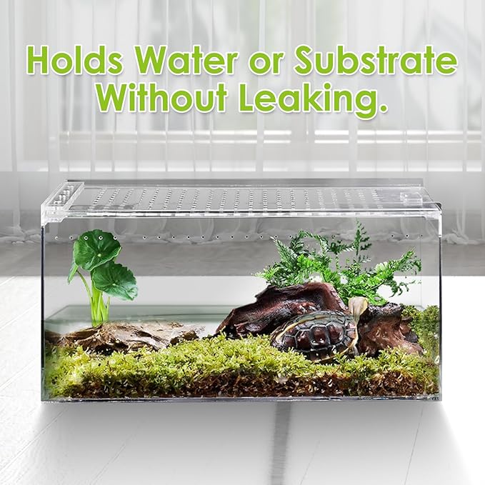 Reptile Terrarium Enclosure 12"x 8"x 6" Acrylic Tarantula Breeding Box Magnetic Hermit Crab Habitat Tank Transparent Jumping Spider Cage for Insect Snail Amphibians Sling Isopods