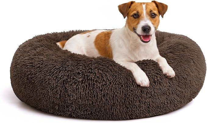 MIXJOY Orthopedic Dog Bed Comfortable Donut Cuddler Round Pet Beds Ultra Soft Washable Dog and Cat Cushion (20''/23''/27''/30'') (27'', Coffee)