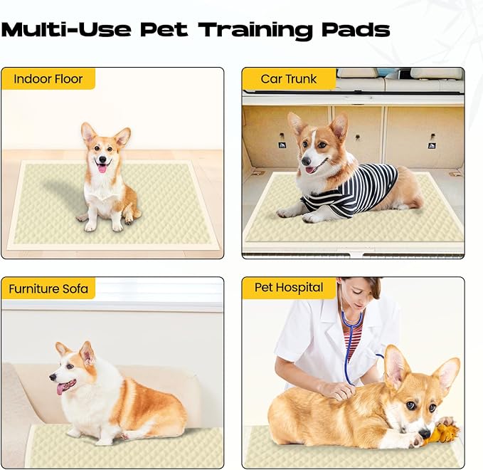 Bamboo Small Puppy Pads Pee Pads for Dogs 22"x22" 30 Count | Training Pads Deodorizing Leakproof Quick Drying Dog Pee Pads Super Absorbent Disposable Puppies, Doggie, Cats, Rabbits