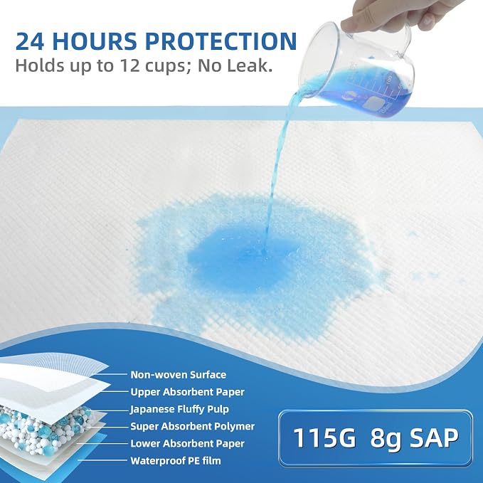 SOFYFINE 50 Count Extra Large Chucks 36"x36" Thicken Elderly Adults Incontinence Bed Pads Disposable, Heavy Duty Absorbency Underpads Waterproof, XXL Extra Large Puppy Pee Training Pad