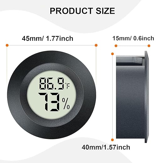 JEDEW 2 Pack Hygrometer Thermometer Digital Humidity Meter Indoor/Outdoor Humidity Monitor Reptile Thermo-Hygrometer for Greenhouse Humidors Terrarium Jars, Fahrenheit (℉) /Celsius(℃) (2)