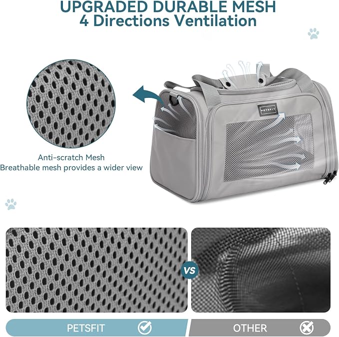 PETSFIT Dog Carrier Cat Carriers, Large, Grey