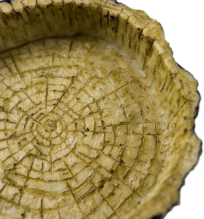 OMEM Reptile Natural Bowl Food and Water Dish Resin Made (Tree bark)
